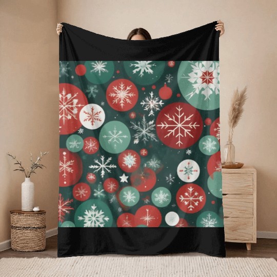 Winter Geometric Harmony Pattern 1 Throw Blankets