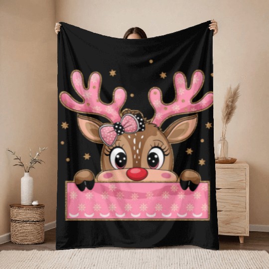 Glitter Coquette Pink Christmas Throw Blankets