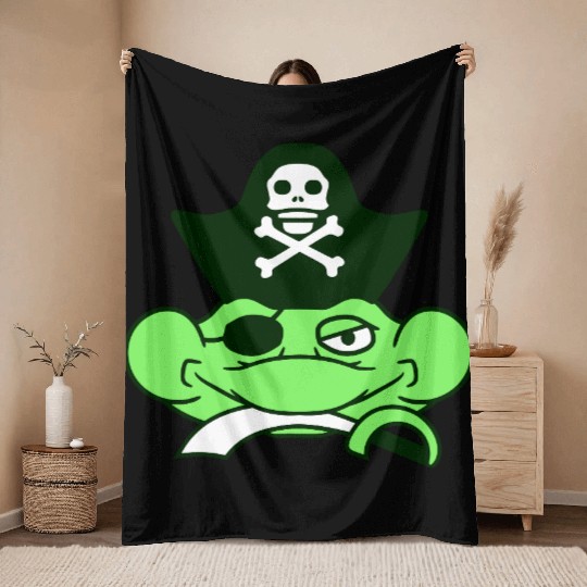 Frog Captain Hat Toad Funny Cool Comic Cartoon Fun Throw Blankets