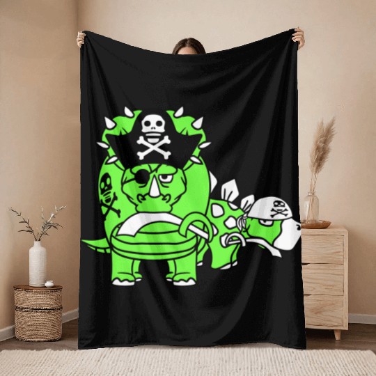 Triceratops Stegosaurus 2 Dinosaur Pirates Dinos Throw Blankets