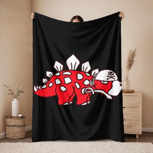 Stegosaurus Dinosaur Sabre Pirate Captain Dino Fun Throw Blankets