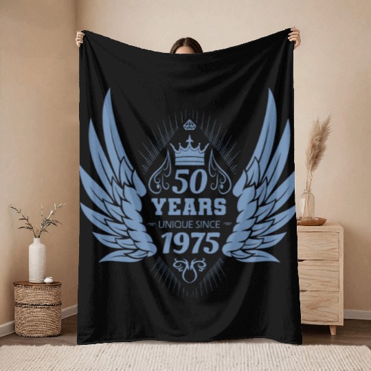 50th Birthday Unique Angel Crown Wings Throw Blankets