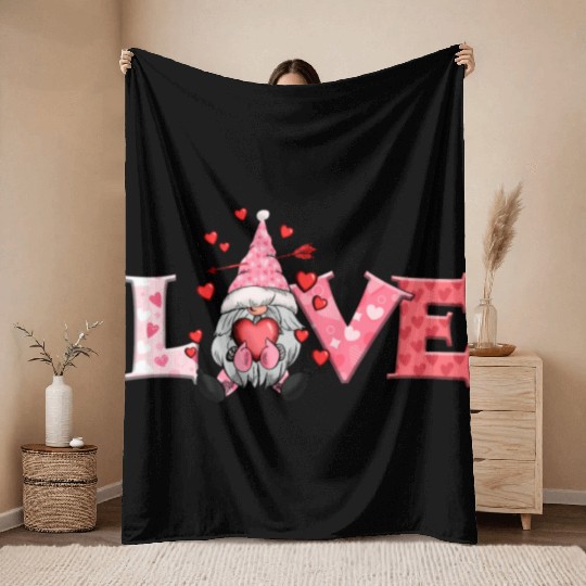 Gnomes Valentines, Valentine Retro Throw Blankets