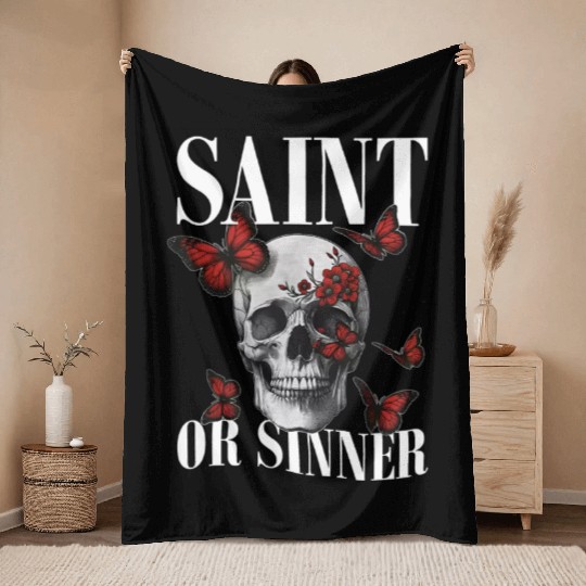 Cool Butterfly Skull Throw Blankets