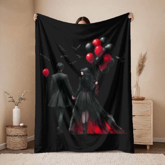 Black Gnomes Valentines Day Throw Blankets