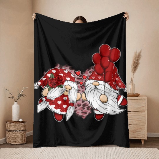 Gnomes Valentines Revelin Throw Blankets