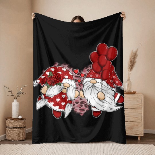 Gnomes Valentines Revelin Throw Blankets