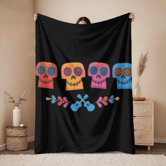 Día de los Muertos Sugar Throw Blankets