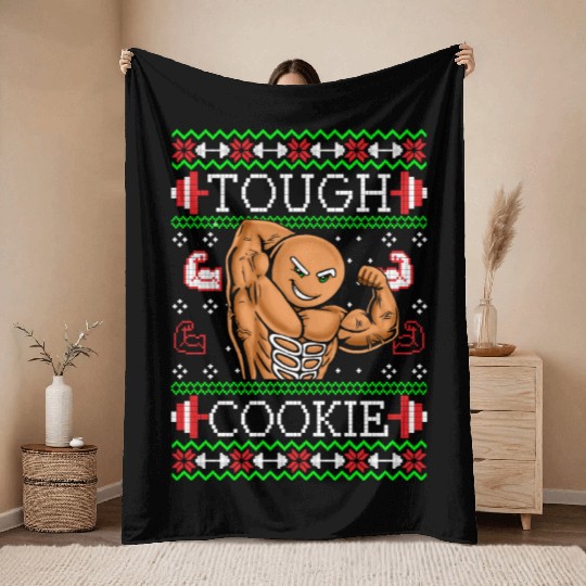 Gingerbread Man Funny Christmas Workout Gym Ugly Throw Blankets