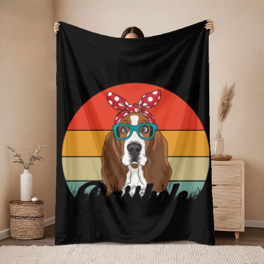 Mom of a Basshole Funny Basset Hound Dog Mom Throw Blankets