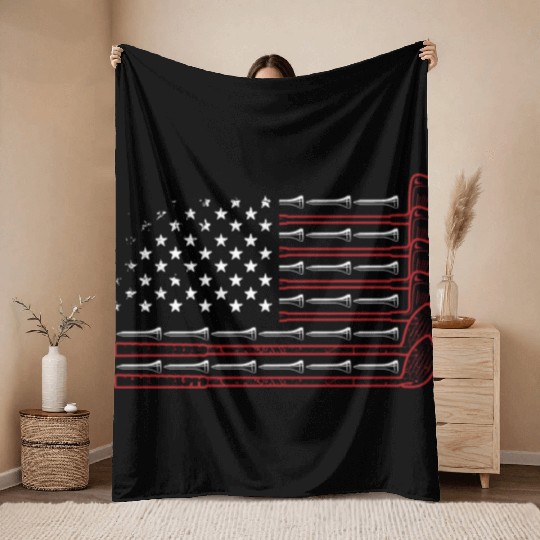 American Flag Golf Throw Blankets