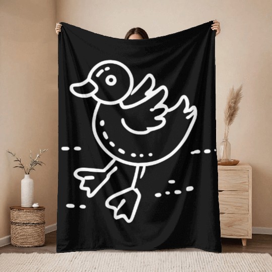 Minimalistic Vector Duck Vegan Art path18 Throw Blankets
