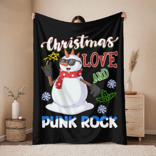 Rocky Christmas: Santa Claus Concert In Punk Rock Throw Blankets