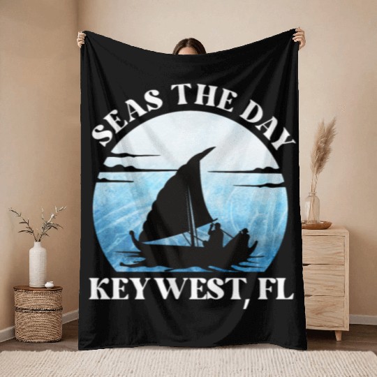 Sunshine-State Florida SEAS DAY KEY-WEST, FL Throw Blankets