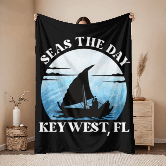 Sunshine-State Florida SEAS DAY KEY-WEST, FL Throw Blankets