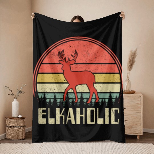Elk Hunting Elkaholic Hunters Throw Blankets