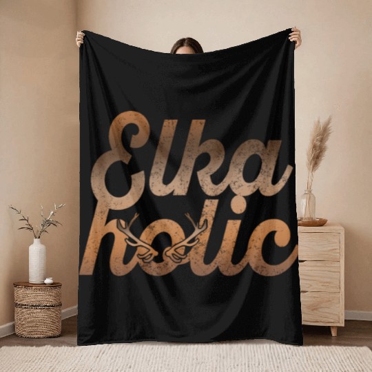 Elk Hunting Elkaholic Hunters Throw Blankets