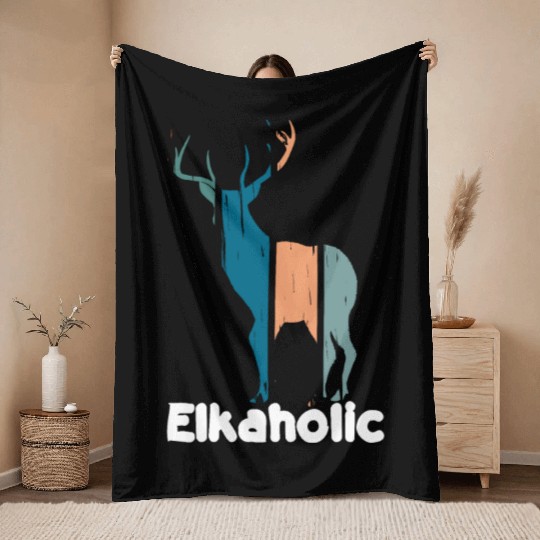 Elk Hunting Elkaholic Hunters Throw Blankets
