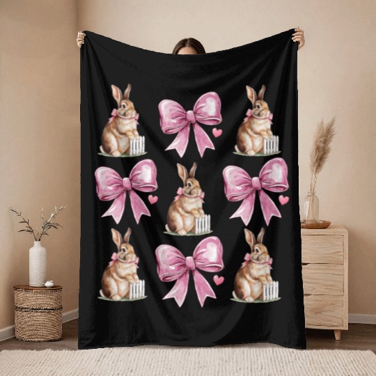 Happy Easter Bunny, Easter Day Throw Blankets