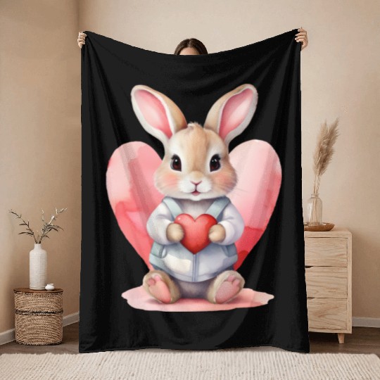 Valentines Cute, Valentine Day Throw Blankets