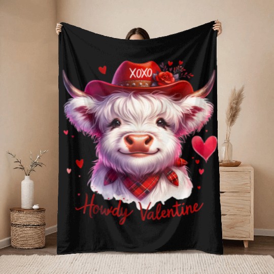 Howdy Valentine, Valentines Day Throw Blankets
