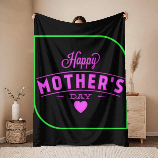 Vibrant Mother's Day Greeting Throw Blankets