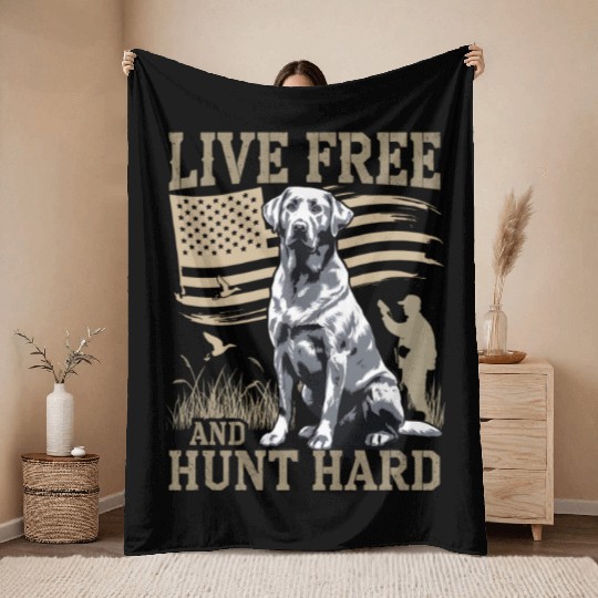 Duck Hunting Throw Blankets Deer Hunting USA Flag Hunters