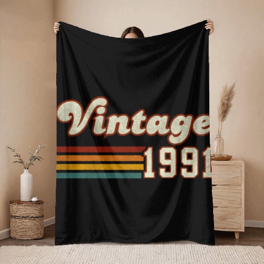 34th Birthday Gift - Vintage 1991 Throw Blankets