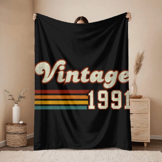 34th Birthday Gift - Vintage 1991 Throw Blankets