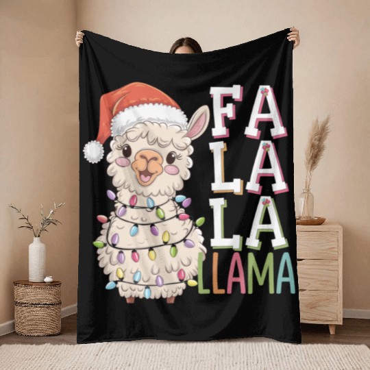 Fa La La Llama Throw Blankets
