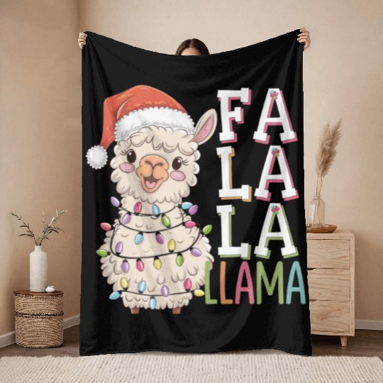 Fa La La Llama Throw Blankets