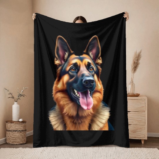 german-shepherd-mixed-timber-siberian-husky-wolf Throw Blankets