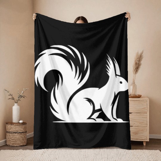 Wild Cute Squirrel Children Drawing Throw Blankets