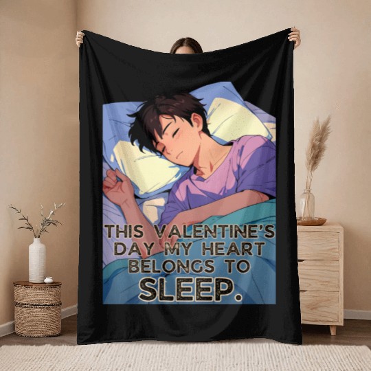 This Valentines Day My Heart Belongs To Sleep Throw Blankets