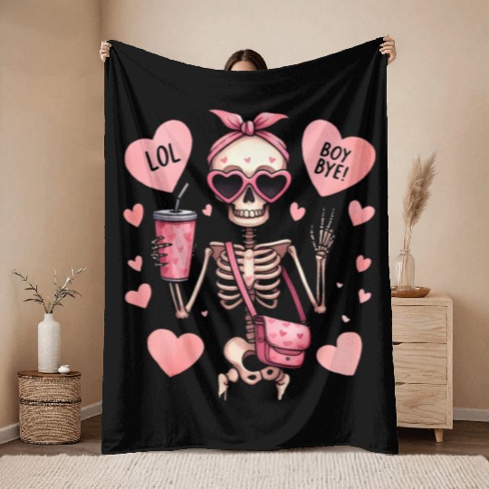 Valentines Day, Retro Valentine, Coquete Valentine Throw Blankets