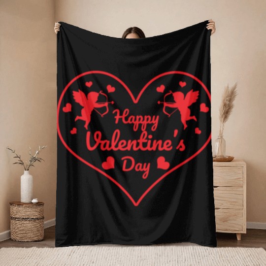 Happy Valentines Day Throw Blankets
