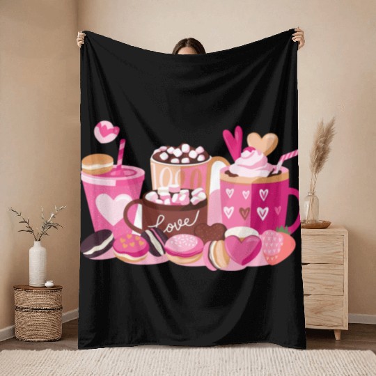 Coffee Valentine, Valentines Retro, Valentines Day Throw Blankets