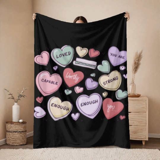Cute Teacher Valentine Throw Blankets