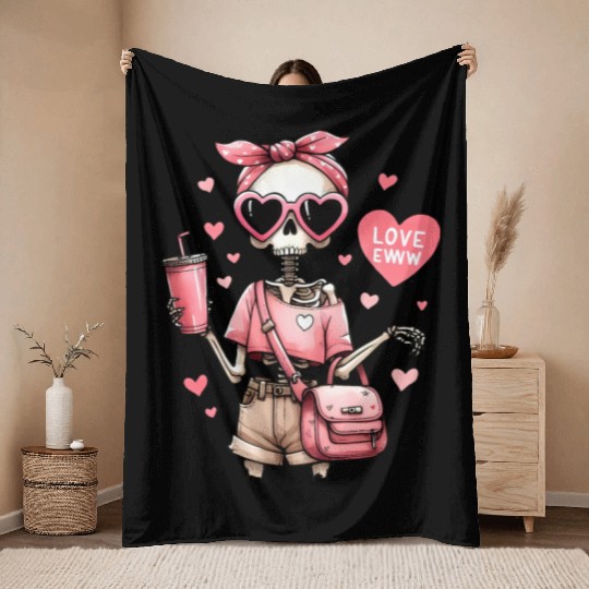 Valentines Cute, Valentine Day Throw Blankets