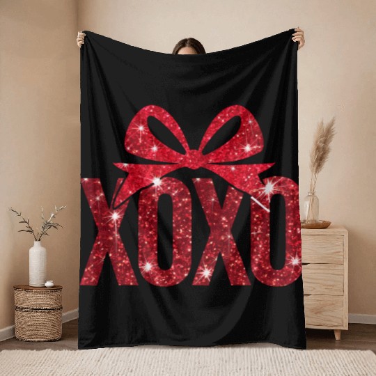 Faux Sequin Xoxo Throw Blankets