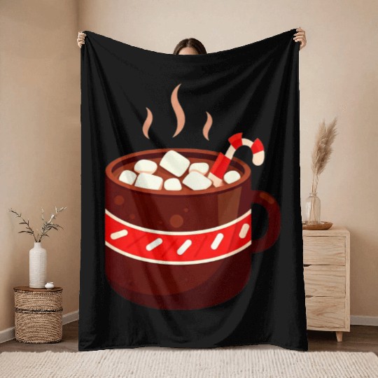 Cozy Hot Chocolate Mug Design Throw Blankets