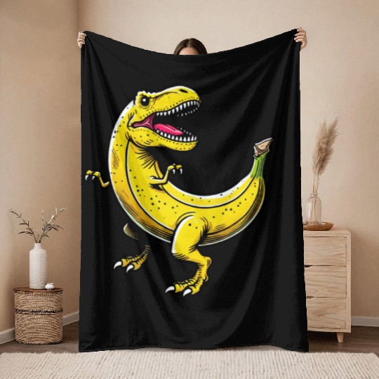 Bananasaurus REX – Funny T-Rex Banana Design Throw Blankets