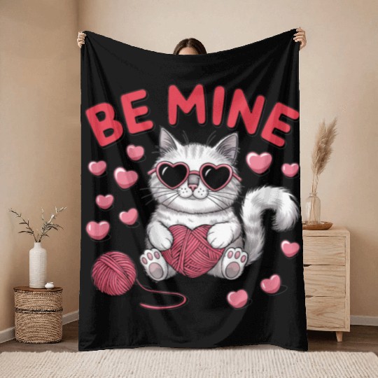 Be Mine Valentine Trendy Funny Vintage Throw Blankets