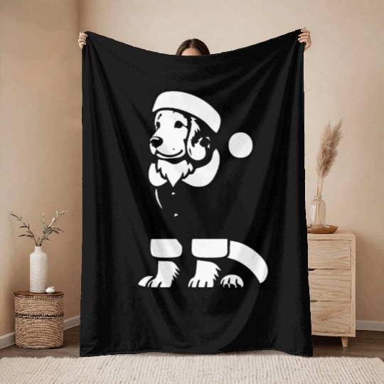 Christmas minimalist golden retriever love me Throw Blankets