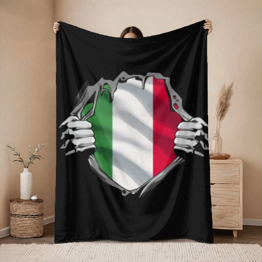 Italian Pride Unveiled: Bold Flag Design Throw Blankets