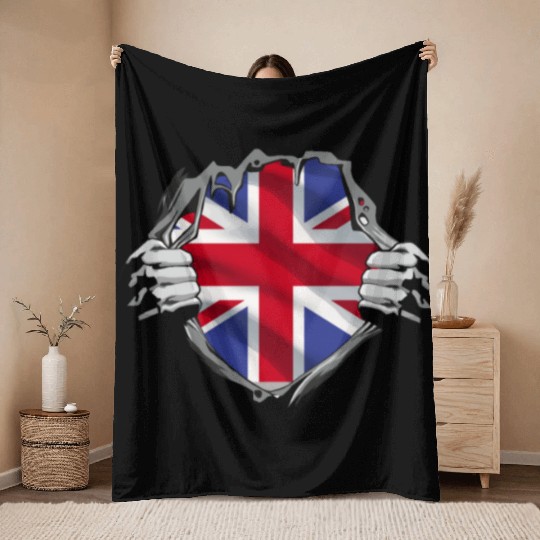 Union Jack Ripped Style UK Pride Throw Blankets