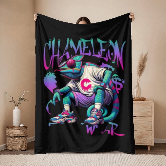 Urban Chameleon Design Throw Blankets