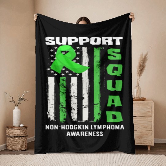 Non-Hodgkin Lymphoma Awareness Support Squad Throw Blankets