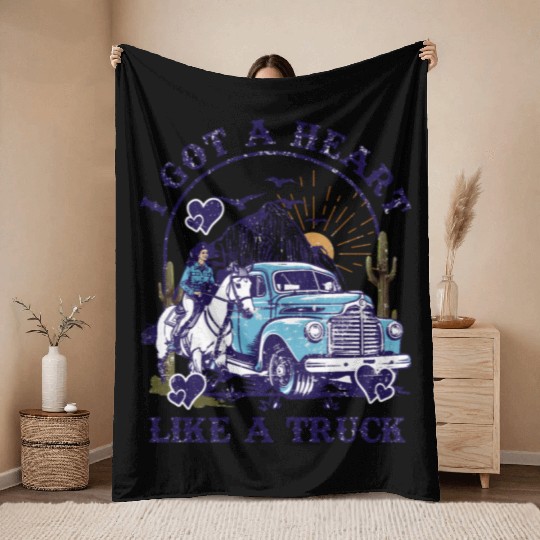 I Got A Heart Like A Truck Throw Blankets