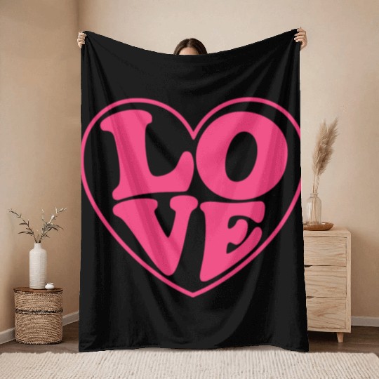 Love Valentine, Valentines, Valentines Day, Retro Throw Blankets